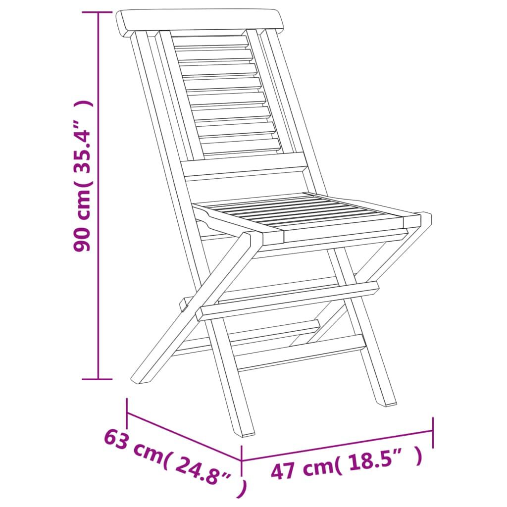 vidaXL كراسي حديقة قابلة للطي 4 ق 47x63x90 سم خشب ساج صلب