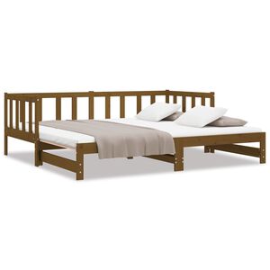 vidaXL سرير نهاري قابل للسحب خشب صنوبر صلب بني عسلي 2&times;(90&times;200) سم