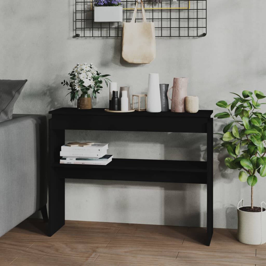 vidaXL طاولة كونسول أسود 102×30×80 سم خشب صناعي