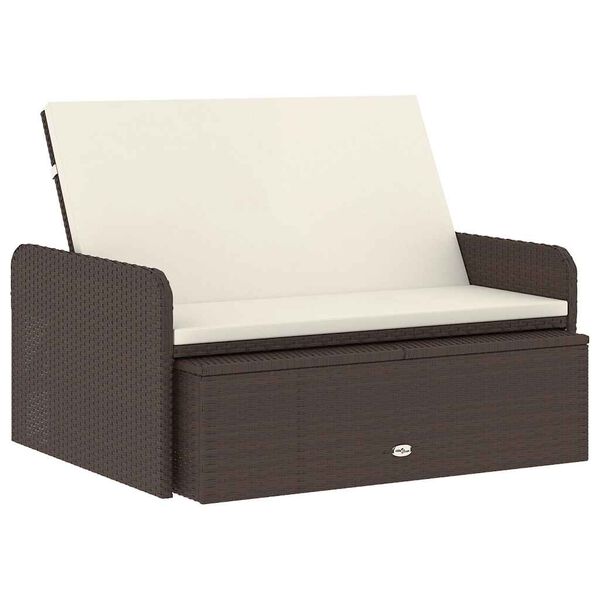 vidaXL عدد 2 ق طقم كنب حديقة مع وسائد بولي روطان بني