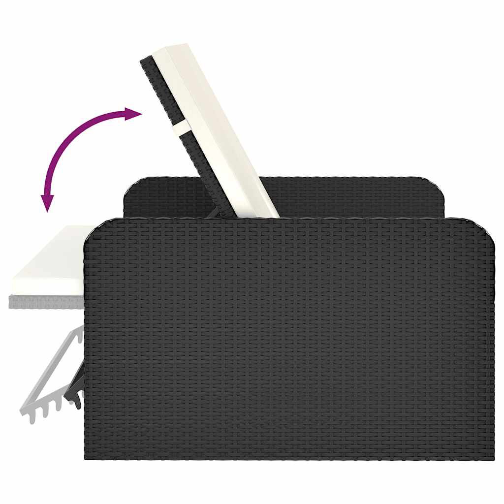 vidaXL طقم جلسة حديقة 2 قطعة مع وسائد بولي روطان أسود