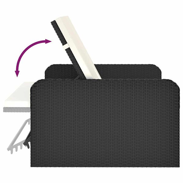 vidaXL طقم جلسة حديقة 2 قطعة مع وسائد بولي روطان أسود