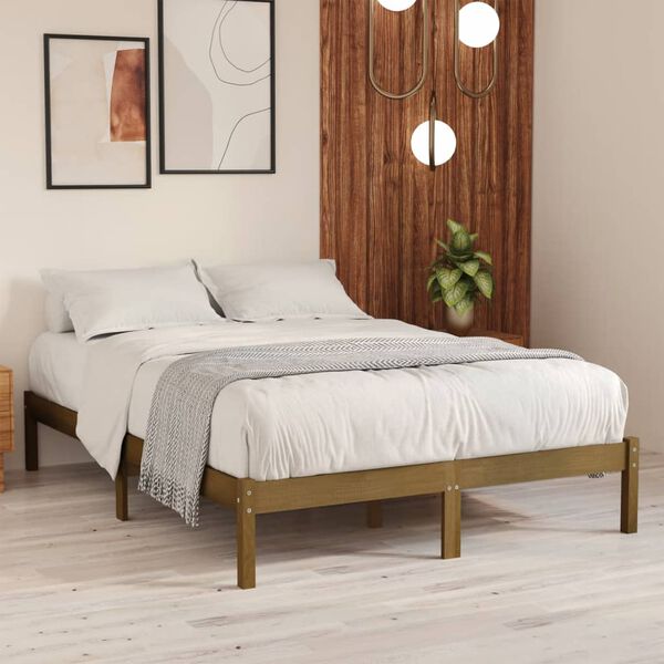 vidaXL إطار سرير خشب صنوبر صلب بني عسلي 120×200 سم