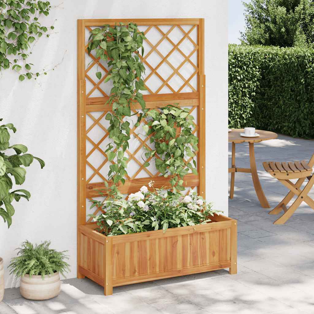 vidaXL صندوق زهور مرتفع مع تعريشة 85×38×150 سم خشب أكاسيا صلب