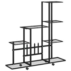 vidaXL حامل زهور بعجلات 94.5&times;25&times;92.5 سم معدن أسود