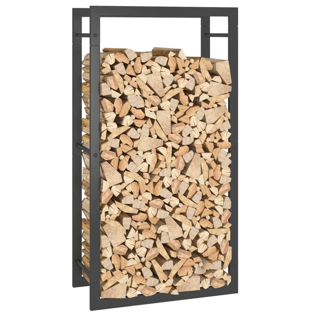 vidaXL حامل حطب لون أسود مطفي 94x28x50 سم فولاذ