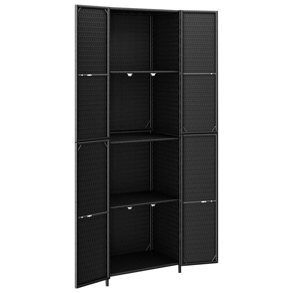 vidaXL خزانة تخزين حديقة لون أسود 180x40x59 سم بولي روطان