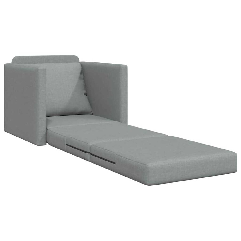 vidaXL سرير أريكة أرضي 2 في 1 لون رمادي فاتح 55x174x112 سم قماش