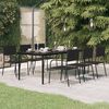 vidaXL طاولة سفرة حديقة أسود 200×100×74 سم فولاذ وزجاج