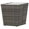 vidaXL طاولة شاي رمادي 41.5×41.5×43 سم بولي روطان وزجاج مُقوّى
