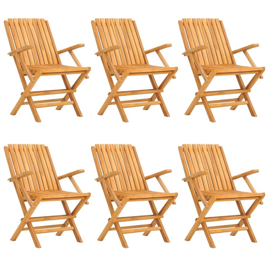 vidaXL كراسي حديقة قابلة للطي 6 ق 61x67x90 سم خشب ساج صلب