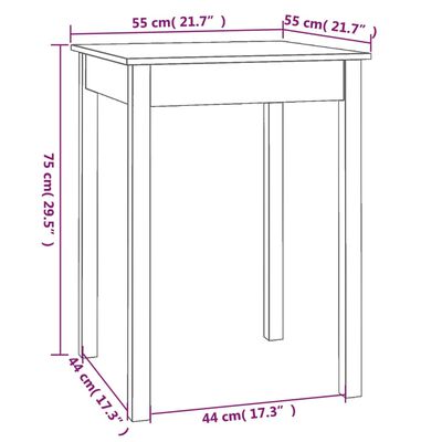 vidaXL طاولة طعام 75x55x55 سم خشب صنوبر صلب