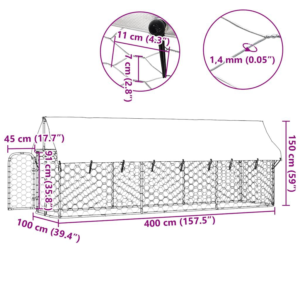 vidaXL منزل كلب خارجي مع سقف 150x100x400 سم