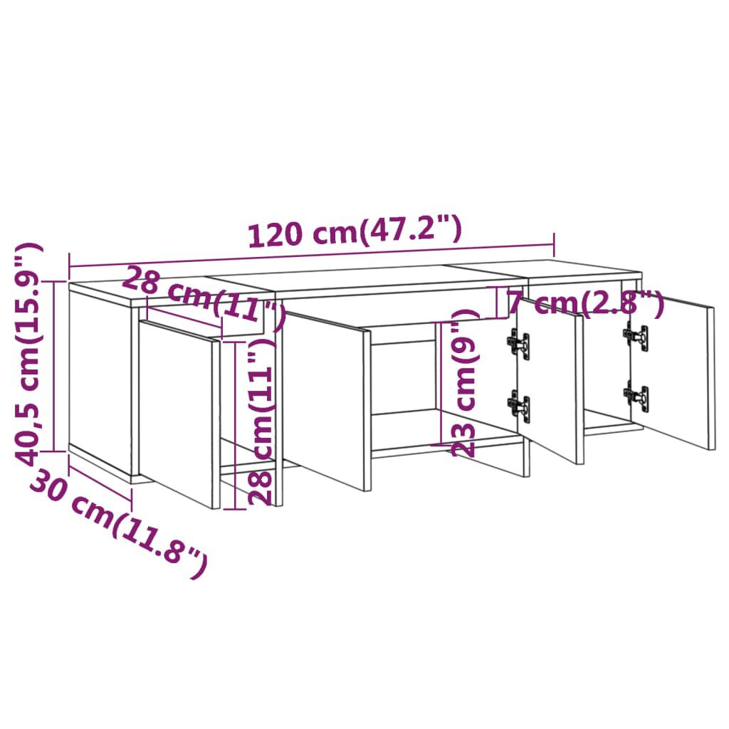 vidaXL خزانة تلفزيون أبيض 120×30×40.5 سم خشب صناعي