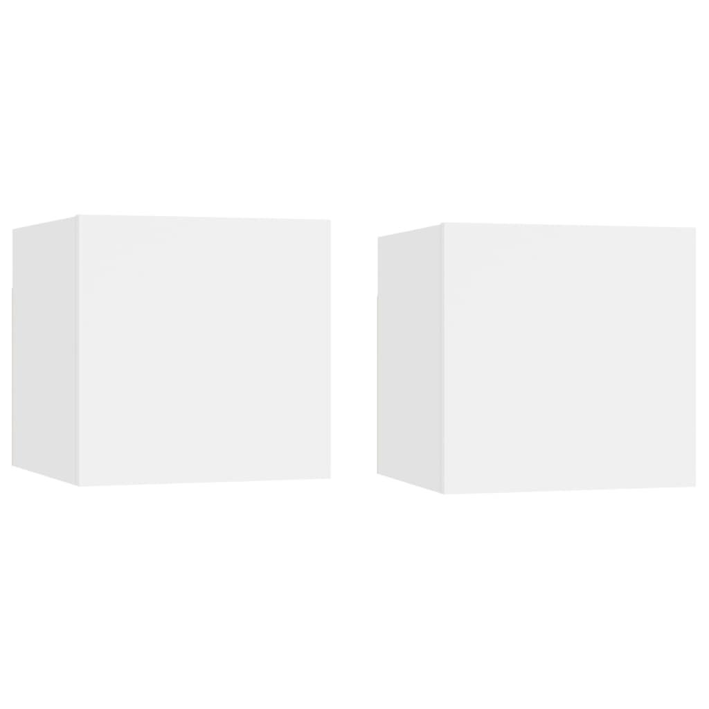 vidaXL خزانات جانب السرير 2 ق أبيض 30.5×30×30 سم خشب صناعي