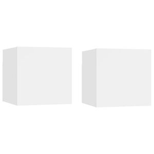 vidaXL خزانات جانب السرير 2 ق أبيض 30.5×30×30 سم خشب صناعي