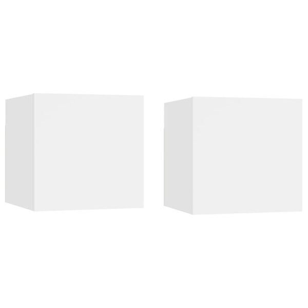 vidaXL خزانات جانب السرير 2 ق أبيض 30.5×30×30 سم خشب صناعي