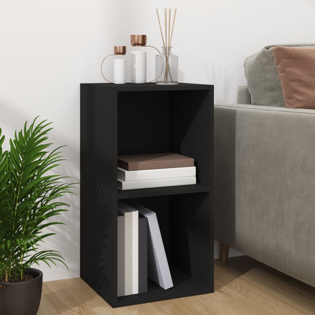 vidaXL صندوق تخزين فينيل لون أسود 71×34×36 سم خشب صناعي