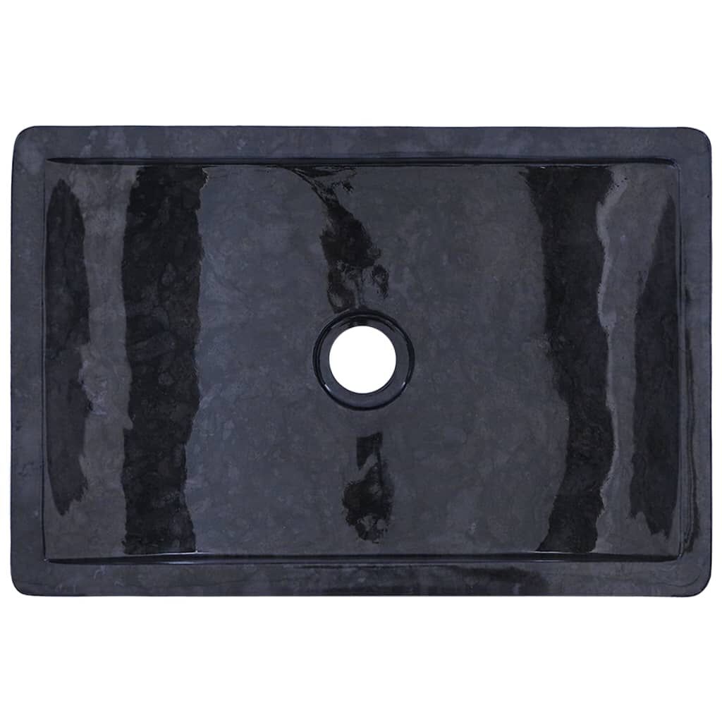 vidaXL حوض 45×30×12 سم رخام أسود