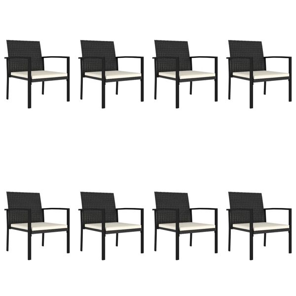 vidaXL عدد 9 قطع طقم سفرة حديقة بولي روطان أسود