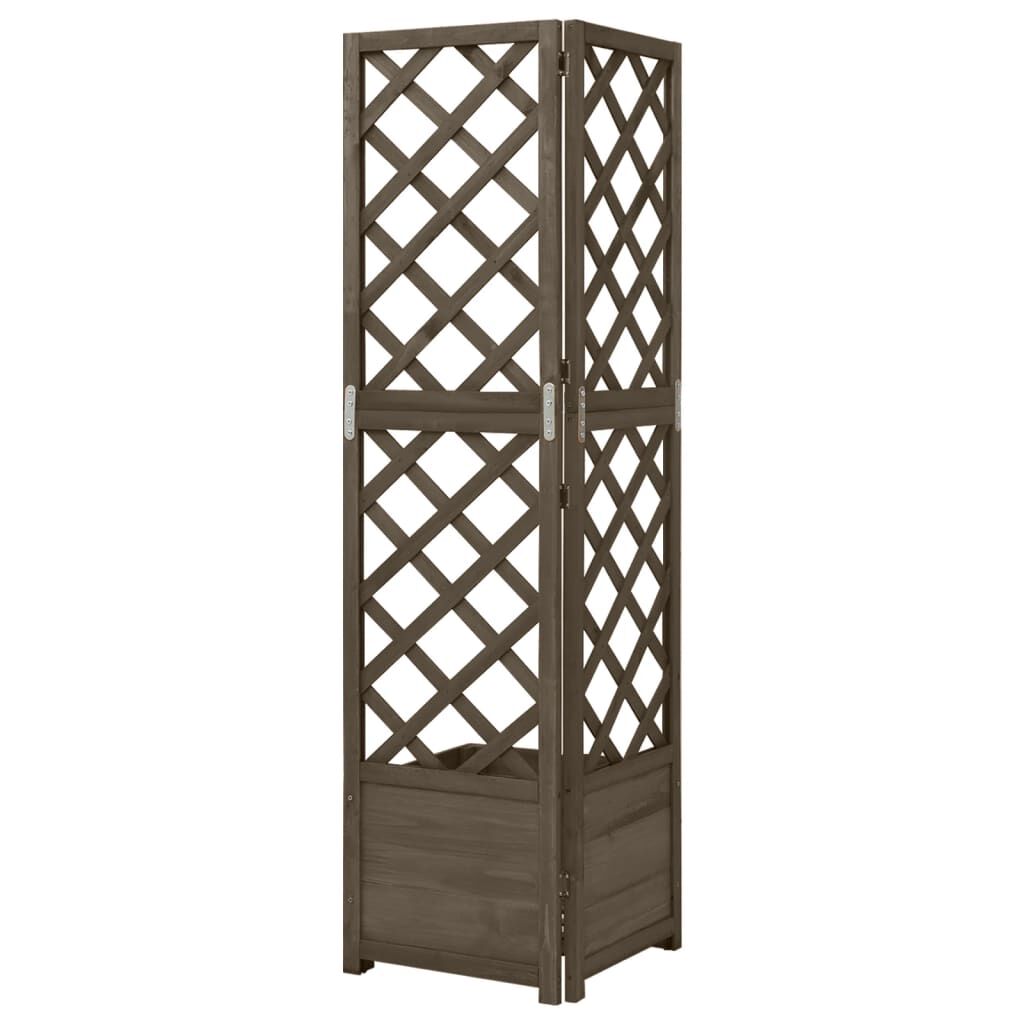 vidaXL حوض تعريشة ركني رمادي 40×40×150 سم خشب تنوب صلب