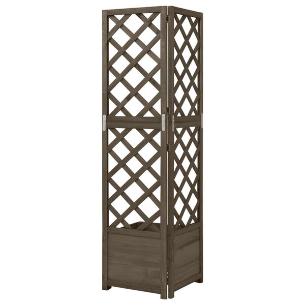 vidaXL حوض تعريشة ركني رمادي 40×40×150 سم خشب تنوب صلب