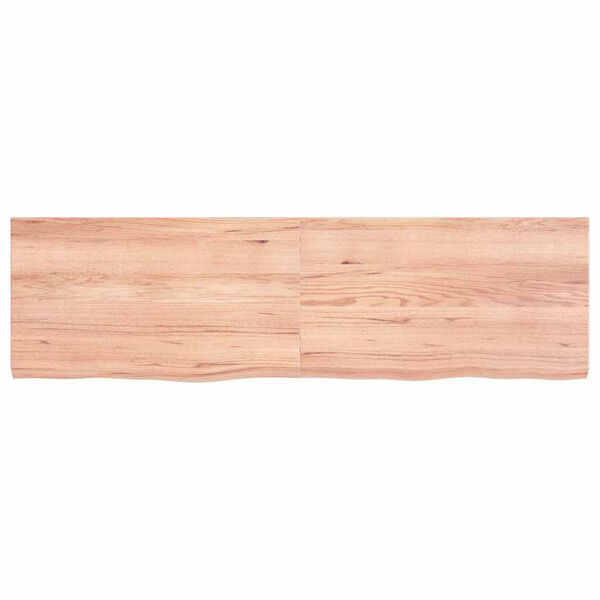 vidaXL رف حائط لون بني فاتح 140*40*(2-4) سم خشب بلوط صلب معالج