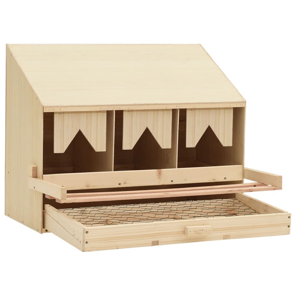 vidaXL عش دجاج 3 حجرات 54x33x72 سم خشب صنوبر صلب