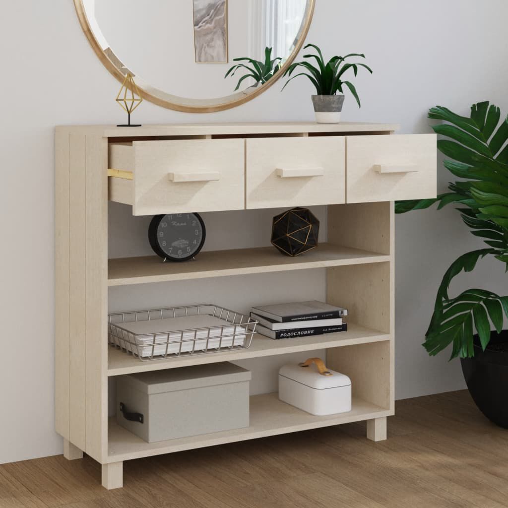 vidaXL طاولة كونسول بني عسلي 90×35×90 سم خشب صنوبر صلب