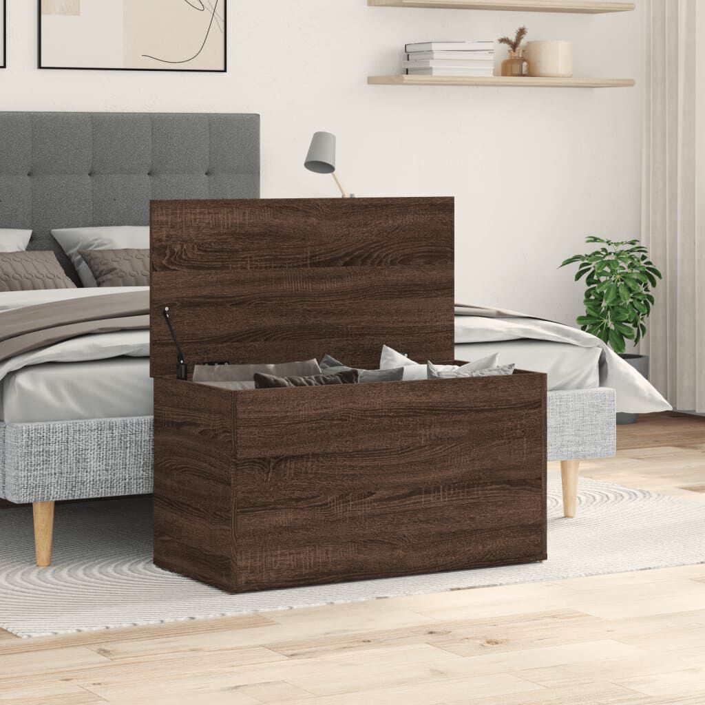 vidaXL صندوق تخزين أوك بني 84×42×46 سم خشب صناعي