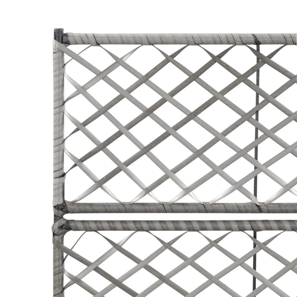 حوض تعريشة زراعي مرتفع مع 2 أصائص 107x30x58 سم بولي روطان رمادي