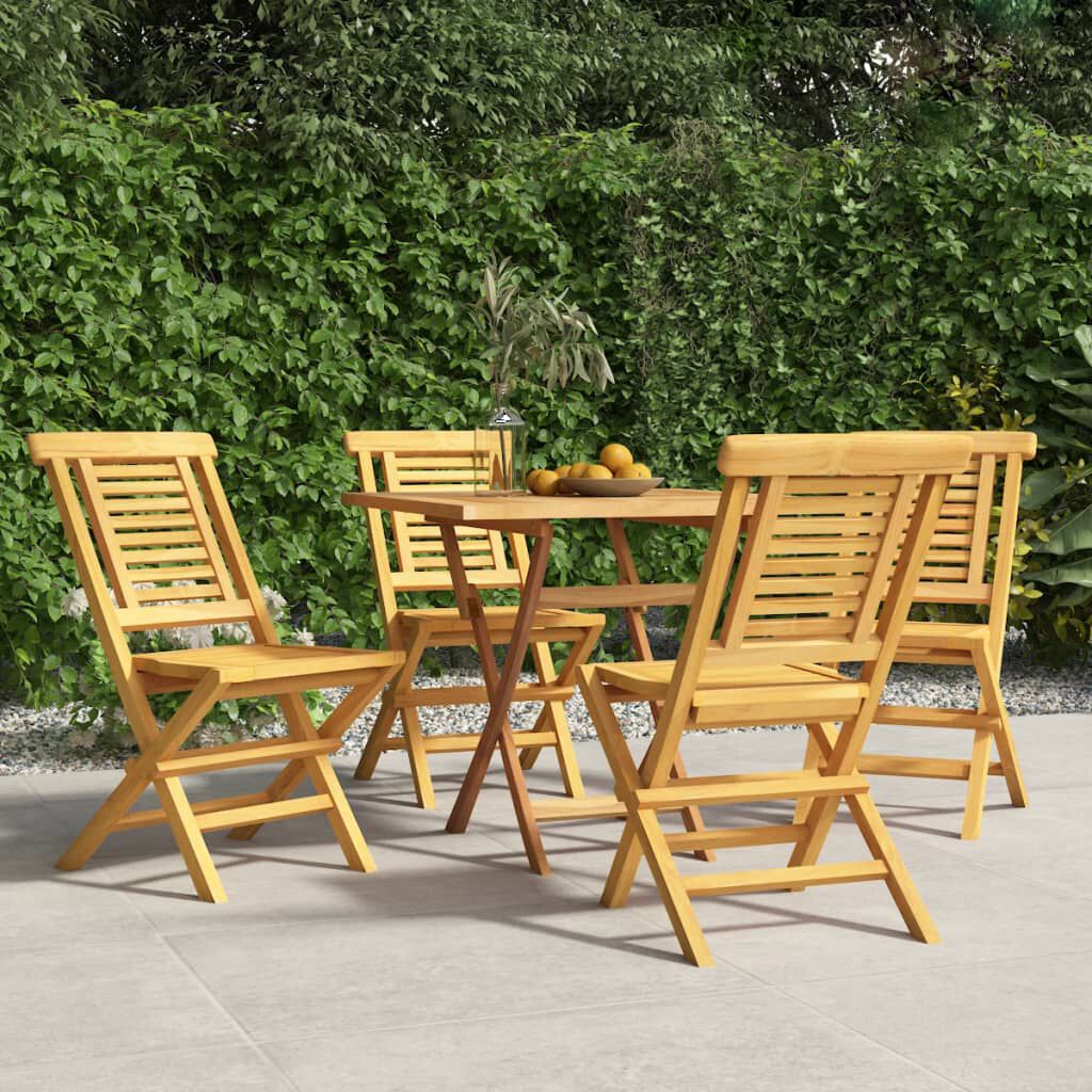 vidaXL كراسي حديقة قابلة للطي 4 ق 47x63x90 سم خشب ساج صلب