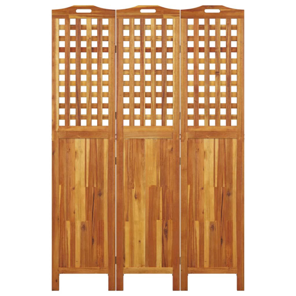 vidaXL مقسم غرفة 3-ألواح 121.5×2×180 سم خشب أكاسيا صلب
