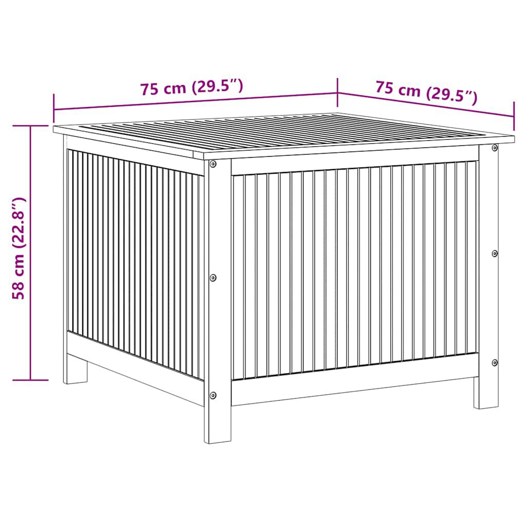 vidaXL صندوق تخزين للحديقة 75×75×58 سم خشب أكاسيا صلب
