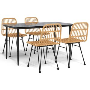 vidaXL عدد 5 قطع طقم سفرة حديقة بولي روطان