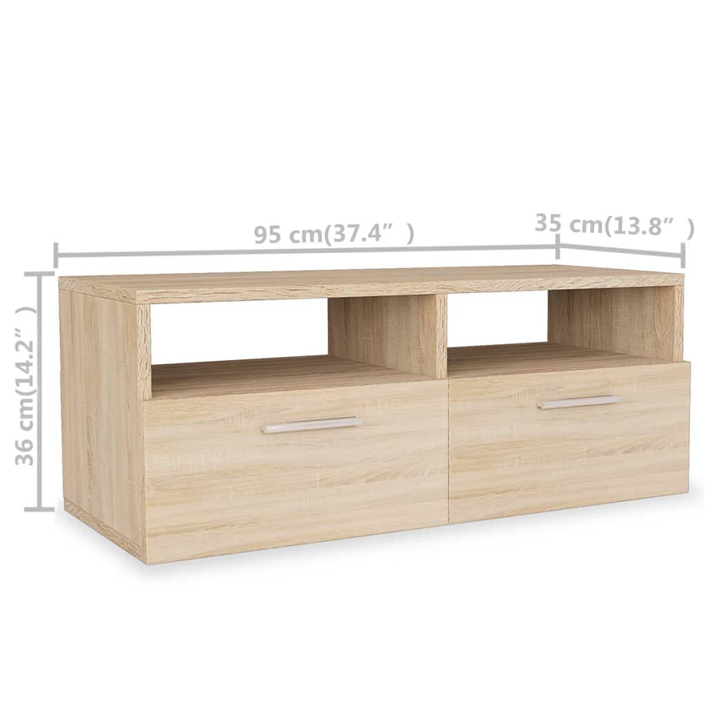 vidaXL خزانات تلفزيون 2 ق خشب صناعي 36x35x95 سم أوك