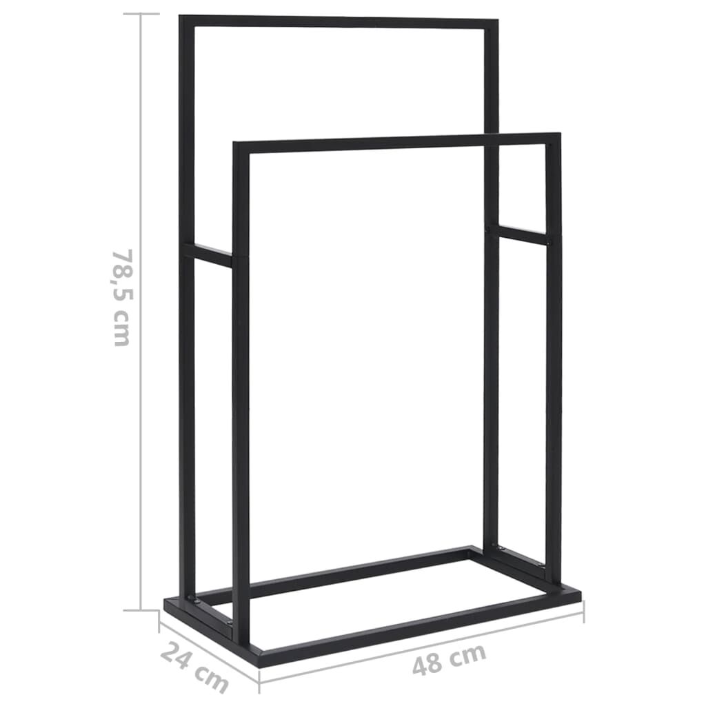 vidaXL حامل مناشف قائم بذاته لون أسود 78,5x24x48 سم حديد