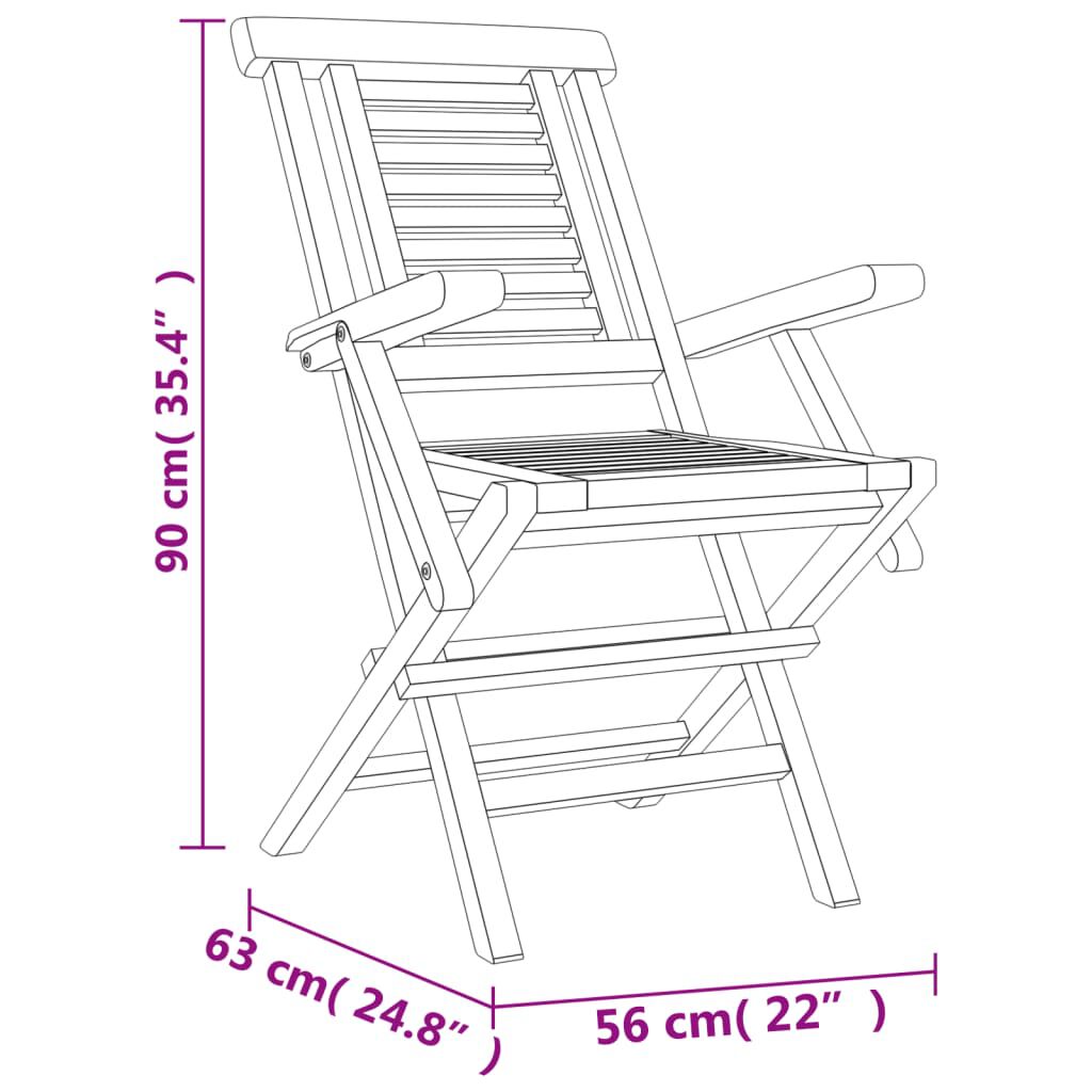 vidaXL كراسي حديقة قابلة للطي 4 ق 56x63x90 سم خشب ساج صلب