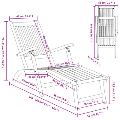 كراسي استرخاء vidaXL Outdoor مع مسندين للقدمين 2ق خشب أكاسيا صلب