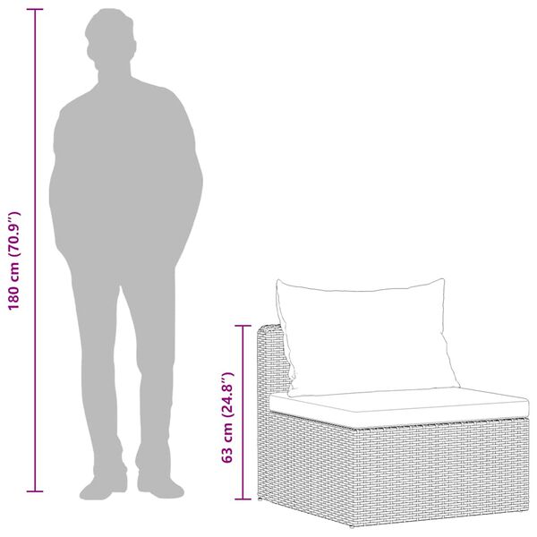 vidaXL طقم كنب حديقة 4 ق مع وسائد بولي روطان رمادي
