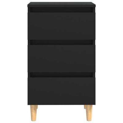 vidaXL خزانات سرير بأرجل خشبية 2 ق أسود 40×35×69 سم