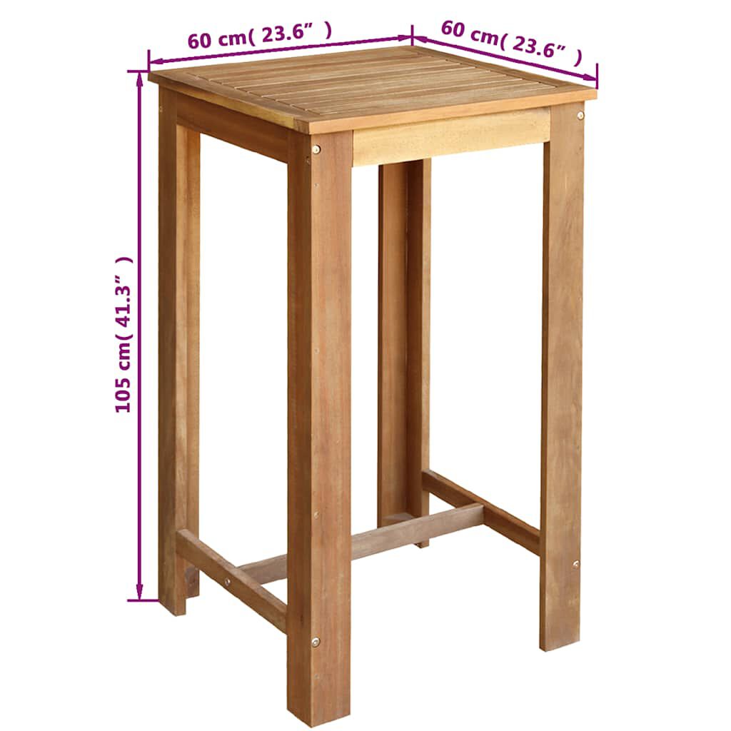 vidaXL طاولة بار خشب أكاسيا صلب 60×60×105 سم