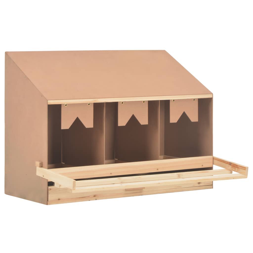 vidaXL عش دجاج 3 حجرات 93×40×65 سم خشب صنوبر صلب