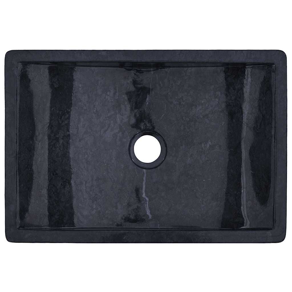 vidaXL حوض 45×30×12 سم رخام أسود