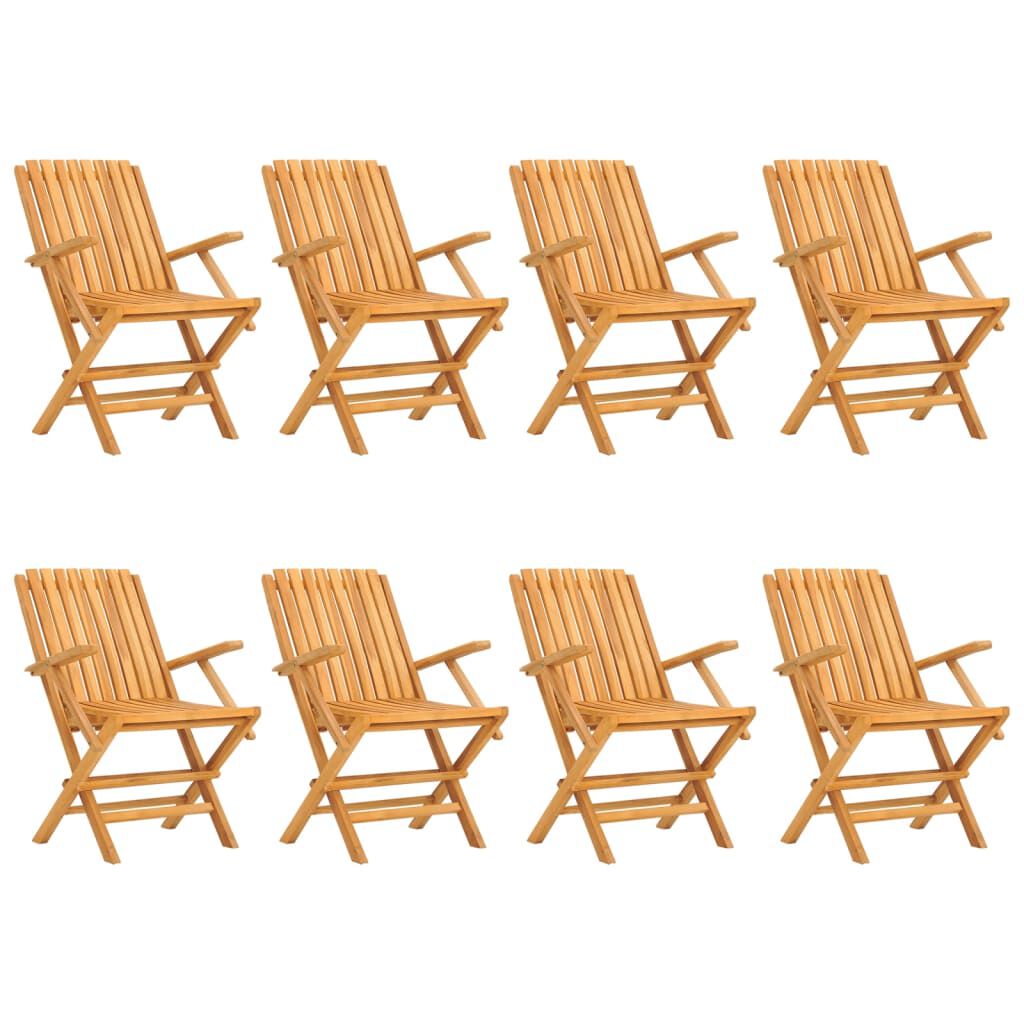 vidaXL كراسي حديقة قابلة للطي 8 ق 61x67x90 سم خشب ساج صلب