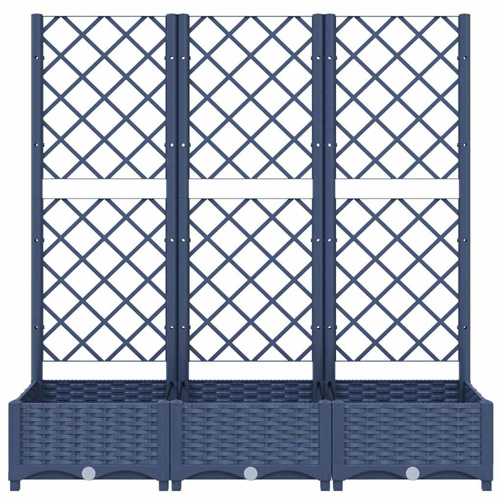 vidaXL حوض حديقة مع تعريشة أزرق رمادي 120×40×121.5 سم PP