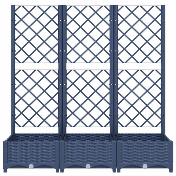 vidaXL حوض حديقة مع تعريشة أزرق رمادي 120×40×121.5 سم PP