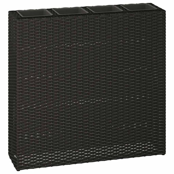 vidaXL حوض زراعي مرتفع مع 4 أصص بولي روطان أسود