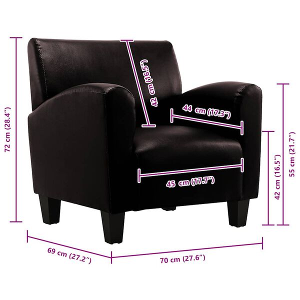 vidaXL كرسي أريكة بني داكن جلد صناعي