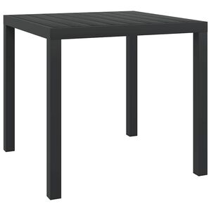 vidaXL طاولة حديقة أسود 80&times;80&times;74 سم ألومنيوم وخشب WPC